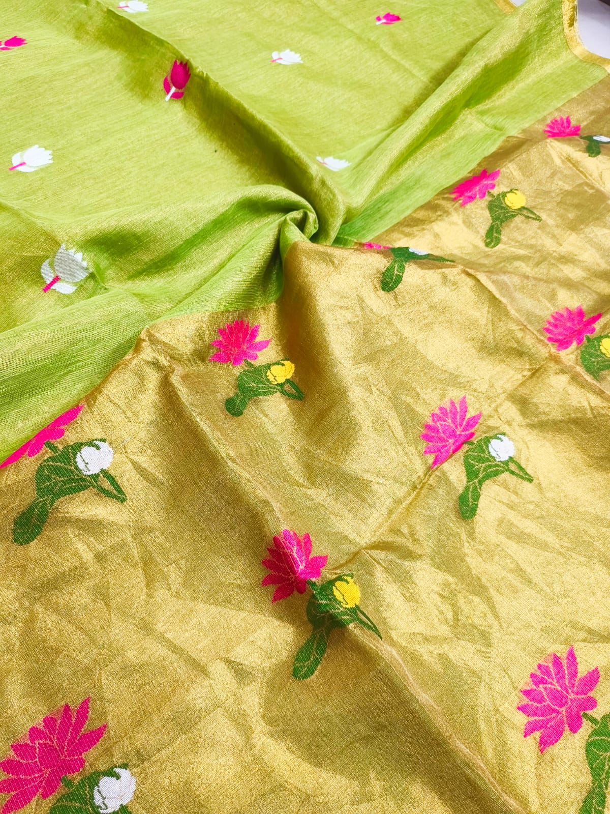 Tissue Linen Paithani Pallu