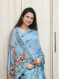 Hand Embroidered Mul Chanderi Saree